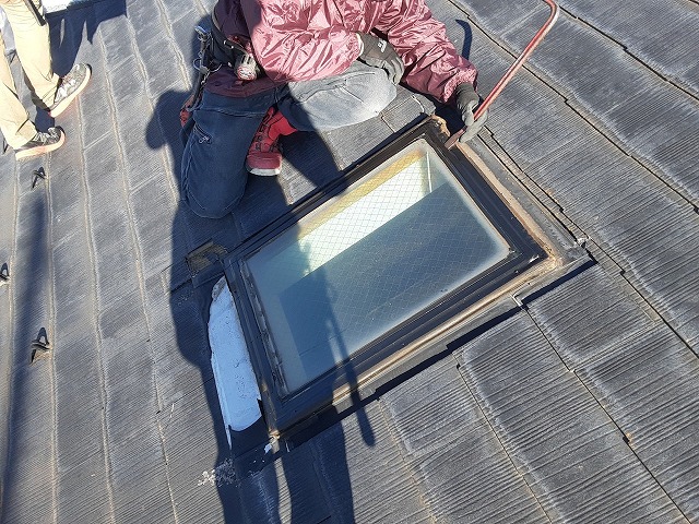 牛久市天窓工事　天窓撤去